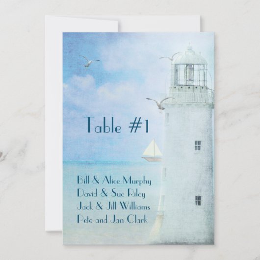 Numéro de table de mariage-phare (Devant)