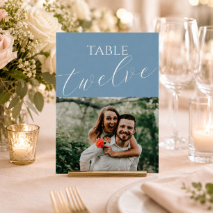 Numéro de table de mariage photo bleu poussiéreux