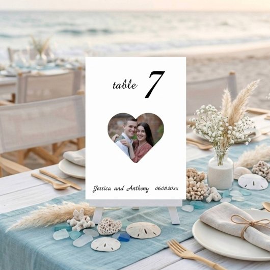 Numéro de table de mariage photo élégant unique bl
