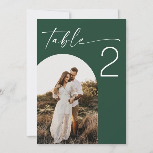 Numéro de table de mariage photo forêt sombre vert (Devant)