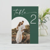 Numéro de table de mariage photo forêt sombre vert (Debout devant)