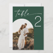Numéro de table de mariage photo forêt sombre vert (Dos)