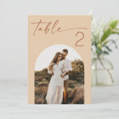 Numéro de table de mariage photo sable pêche chaud (Debout devant)