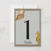 Numéro de table de mariage plage aux animaux marin (Devant)