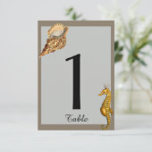 Numéro de table de mariage plage aux animaux marin (Debout devant)