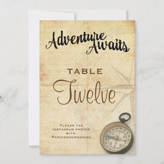 Numéro de table de mariage pour voyage vintage (Devant)