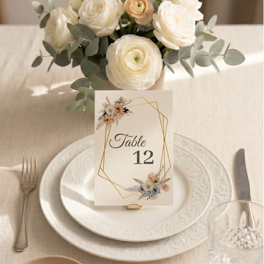 Numéro de table de mariage poussiéreux bleu beige