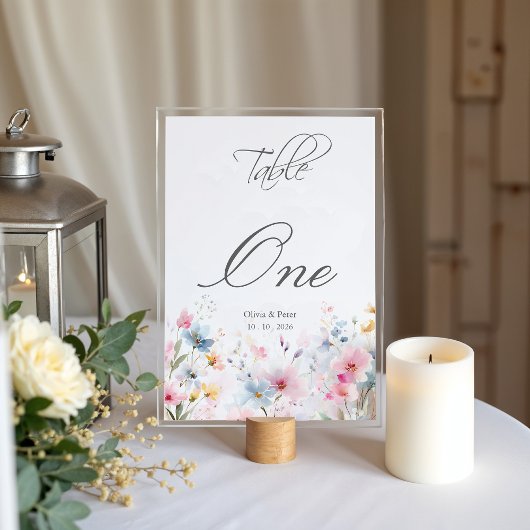 Numéro de table de mariage Prairie de fleurs sauva