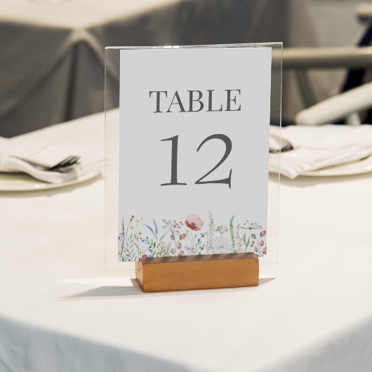 Numéro de table de mariage Prairie fleurie