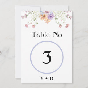 Numéro de table de mariage printanier aux fleurs s