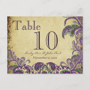 Numéro de table de mariage Purple Peacock Colors P
