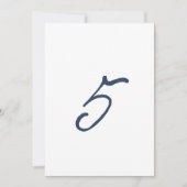 Numéro de table de mariage rayé bleu poussiéreux 5 (Devant)