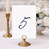 Numéro de table de mariage rayé bleu poussiéreux 5