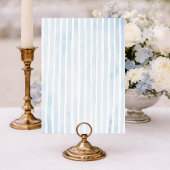 Numéro de table de mariage rayé bleu poussiéreux 5
