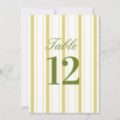 Numéro de table de mariage rayé jaune et vert (Dos)