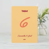 Numéro de table de mariage rétro coucher de soleil (Debout devant)
