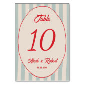 Numéro de table de mariage rétro écriture rouge li (Dos)