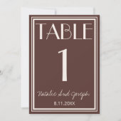 Numéro de table de mariage rétro marron chocolat c (Devant)