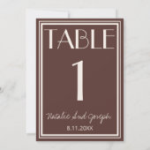 Numéro de table de mariage rétro marron chocolat c (Dos)