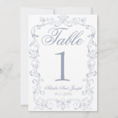 Numéro de table de mariage rétro poussiéreux bleu (Dos)
