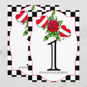 Numéro de table de mariage Rockabilly Hearts Rose