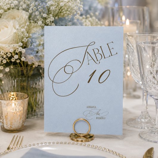 Numéro de table de mariage romantique bleu marron