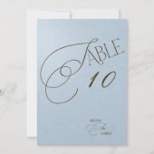 Numéro de table de mariage romantique bleu marron (Devant)