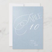Numéro de table de mariage romantique bleu poussié (Devant)