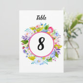 Numéro de table de mariage romantique floral rose (Debout devant)