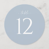 Numéro de table de mariage rond bleu poussiéreux (Devant)