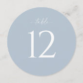 Numéro de table de mariage rond bleu poussiéreux (Dos)