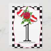 Numéro de table de mariage Rose aux cœurs Rockabil (Devant)