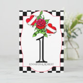 Numéro de table de mariage Rose aux cœurs Rockabil (Debout devant)