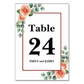 Numéro de table de mariage Rose Bourgogne pêche (Dos)