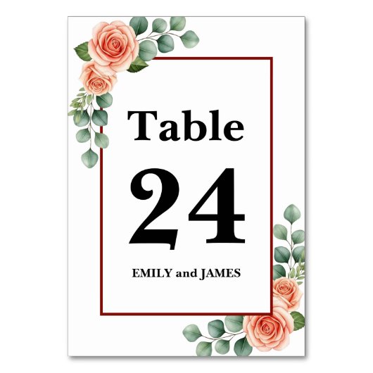 Numéro de table de mariage Rose Bourgogne pêche (Par défaut)