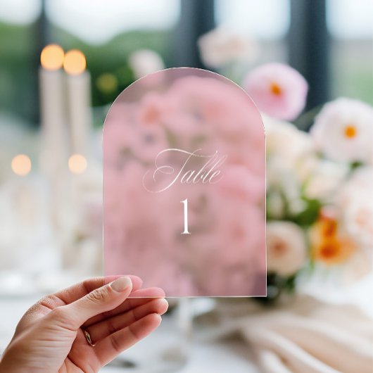 Numéro de table de mariage rose en acrylique Arch