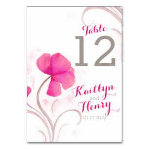 Numéro de table de mariage rose fleur sauvage aqua