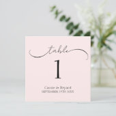 Numéro de table de Mariage rose pâle chic simple (Debout devant)