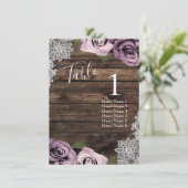 Numéro de table de mariage Roses Mauve Poussiéreux (Debout devant)