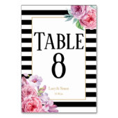 Numéro de table de mariage Roses roses et rayures (Dos)