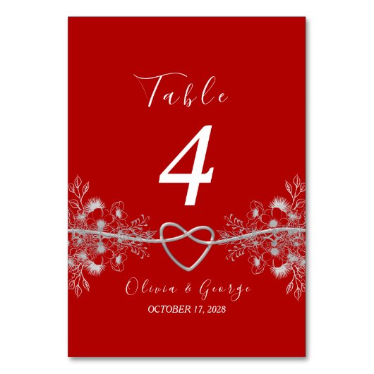 Numéro de table de mariage rouge et noir (Dos)