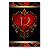 Numéro de table de mariage rouge noir et or (Dos)