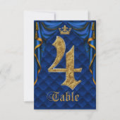 Numéro de table de mariage Royal Blue Gold Crown 4 (Devant)