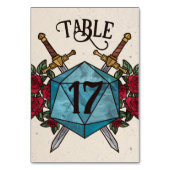 Numéro de table de mariage RPG D20 Roses (Dos)