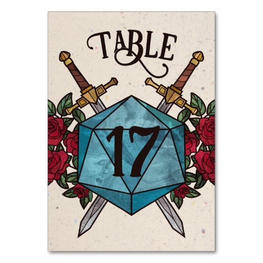 Numéro de table de mariage RPG D20 Roses (Par défaut)