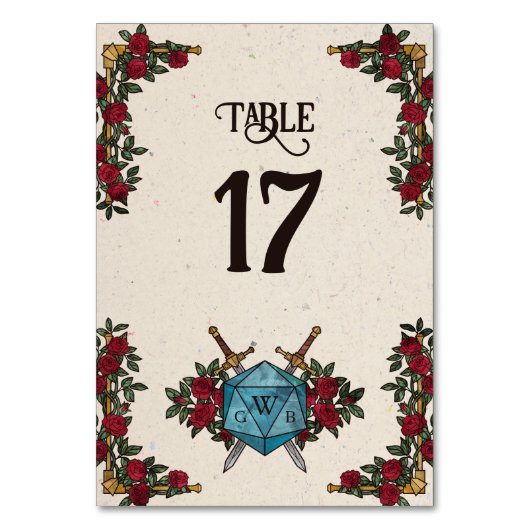 Numéro de table de mariage RPG Roses Monogramme D2 (Par défaut)