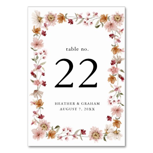 Numéro de table de Mariage rustique (Dos)