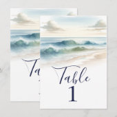Numéro de table de mariage rustique avec vagues de (Devant / Derrière)