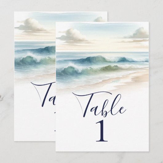Numéro de table de mariage rustique avec vagues de (Devant / Derrière)