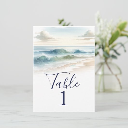 Numéro de table de mariage rustique avec vagues de (Debout devant)